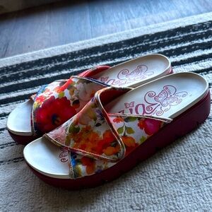 Alegria Red Floral Slide Sandals